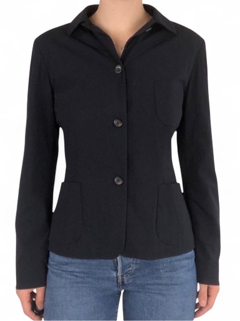 Jil Sander Wool Button Up Jacket Blazer Navy Blue Size EU 36/ US 4 Italy EUC